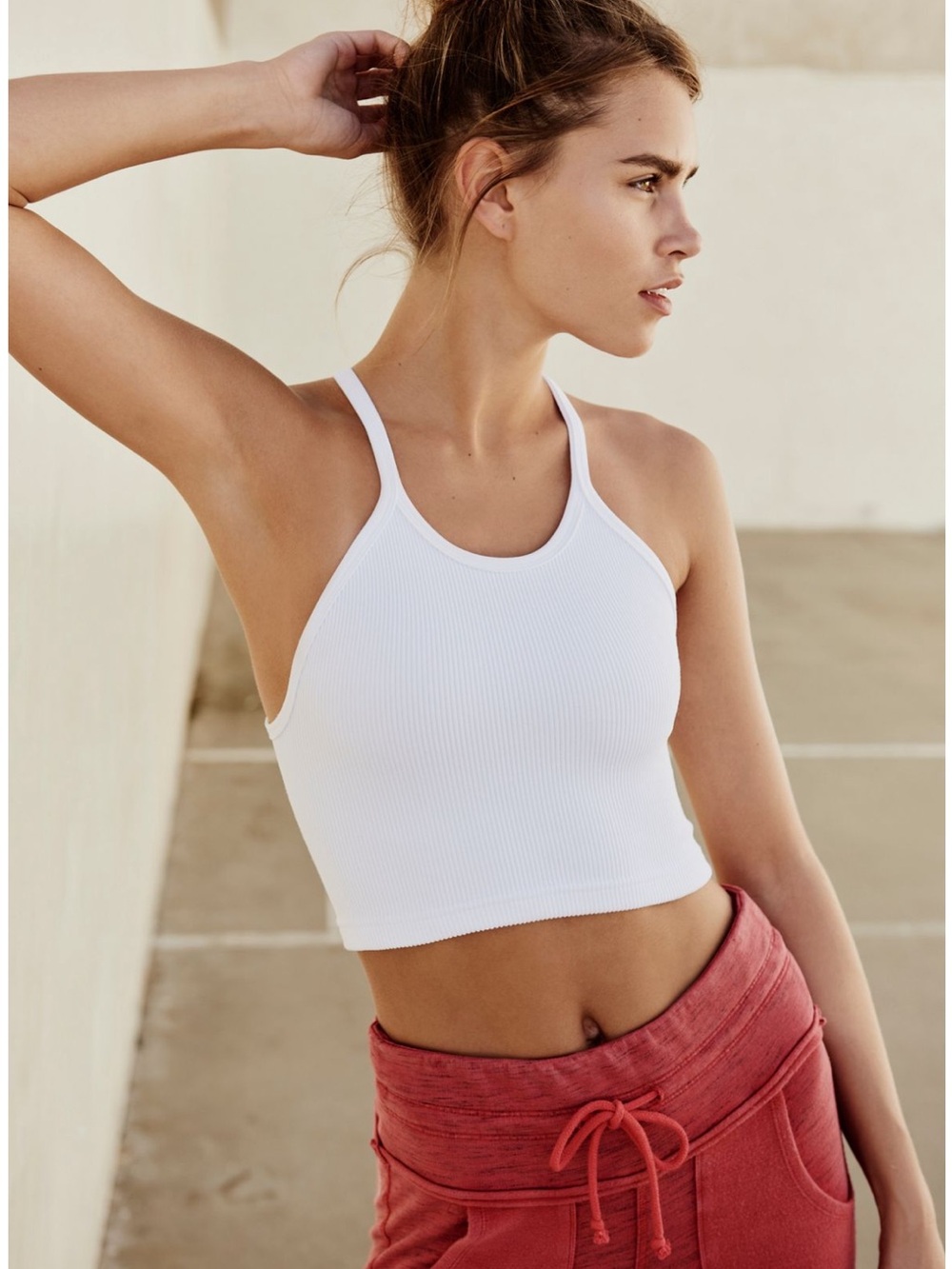 Free People Movement Women’s Ribbed Racerback Crop Tank Top - White xs/s